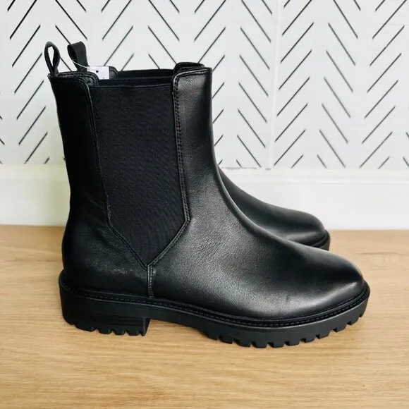 ⭐Leather Chelsea Lugg Boot Sz 9 Banana Republic Black Comfort Shoes Lightweight