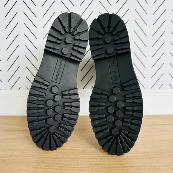 ⭐Leather Chelsea Lugg Boot Sz 9 Banana Republic Black Comfort Shoes Lightweight