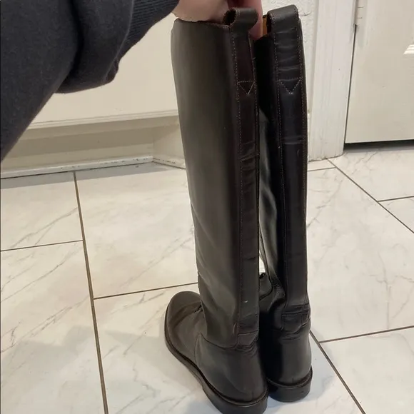 Leather Combat Lace-Up Combat Riding Boots Dark Brown Nine West 7.5