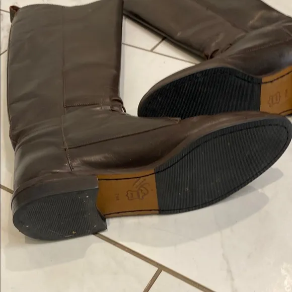 Leather Combat Lace-Up Combat Riding Boots Dark Brown Nine West 7.5