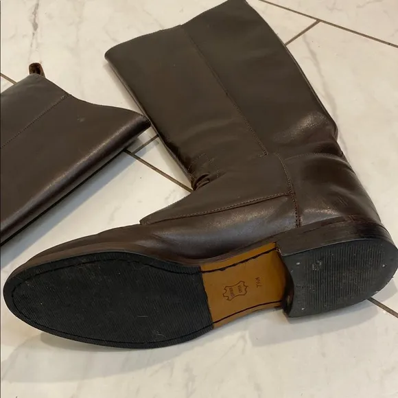 Leather Combat Lace-Up Combat Riding Boots Dark Brown Nine West 7.5