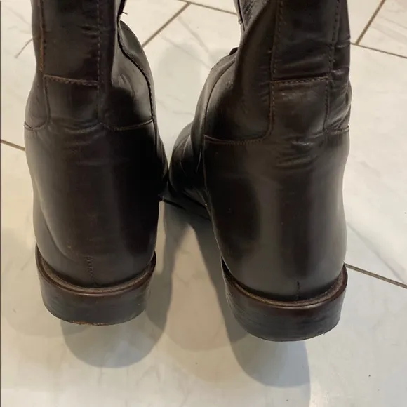 Leather Combat Lace-Up Combat Riding Boots Dark Brown Nine West 7.5