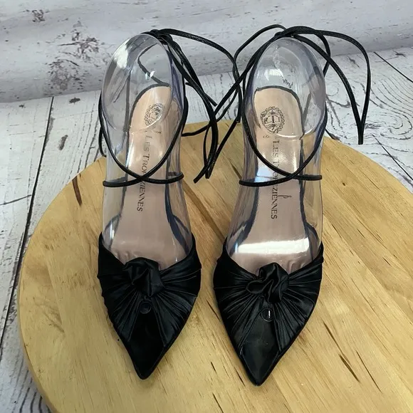 Les Tropeziennes Shoes Womens Size 37EU 5.5US Black Pointed Open Toe Lace Up