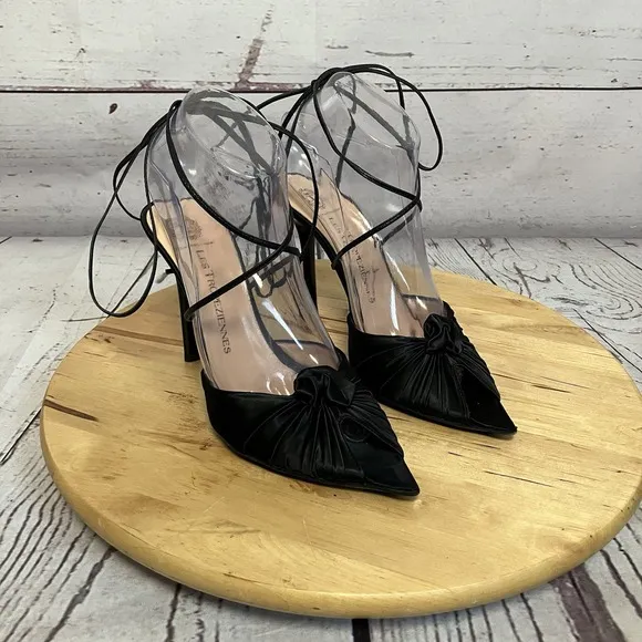 Les Tropeziennes Shoes Womens Size 37EU 5.5US Black Pointed Open Toe Lace Up