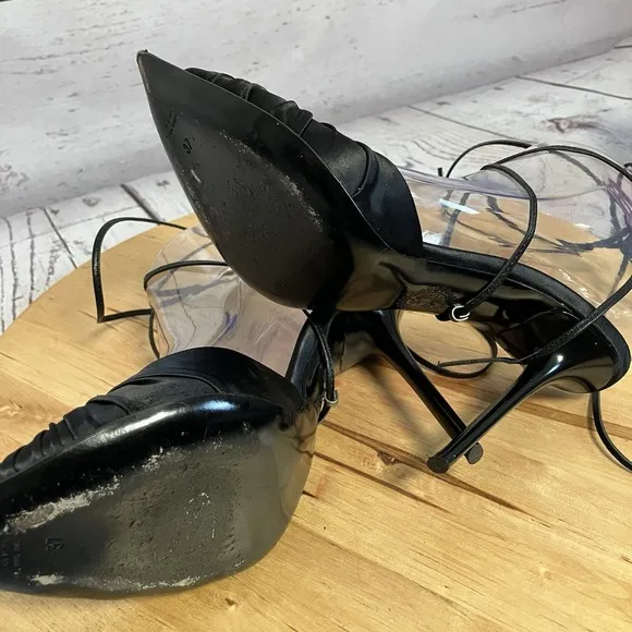 Les Tropeziennes Shoes Womens Size 37EU 5.5US Black Pointed Open Toe Lace Up