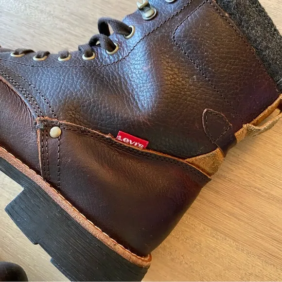 Levi’s Brown Leather Wool Lace Uo Casual Dress Boots