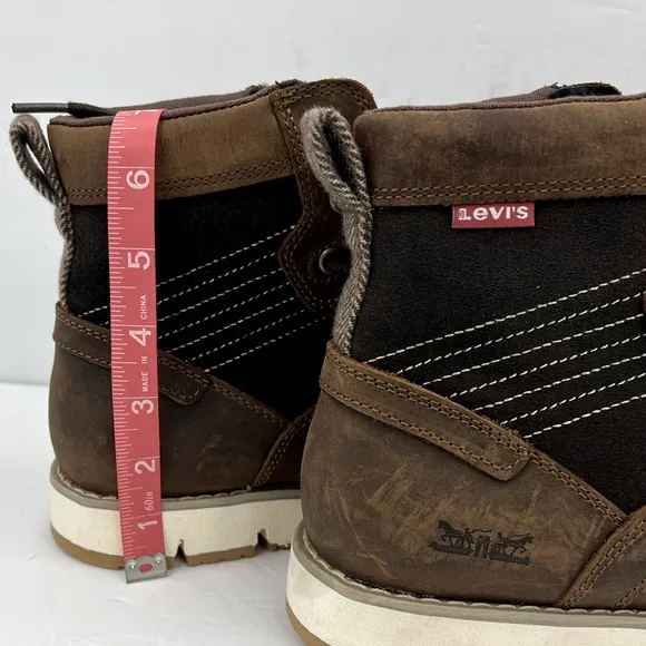 LEVIS, DAWSON TUMBLED UPPER LEATHER BOOTS, TWO TONE BROWN COLOR, MEN’S SIZE 9.5