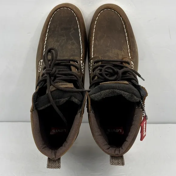 LEVIS, DAWSON TUMBLED UPPER LEATHER BOOTS, TWO TONE BROWN COLOR, MEN’S SIZE 9.5