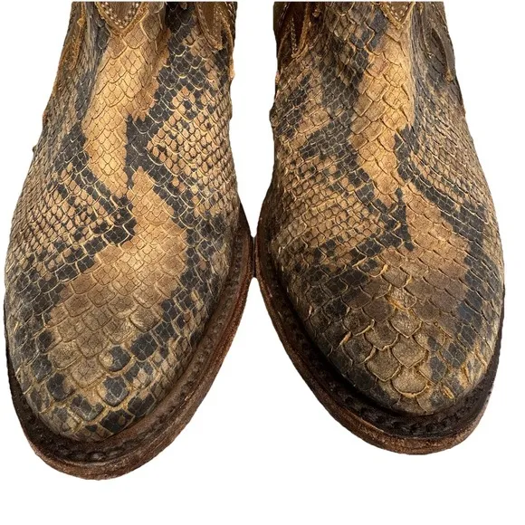 Liberty Black Uma Python Suede Leather Western Cowboy Ankle Boots Womens Size 8