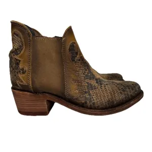 Liberty Black Uma Python Suede Leather Western Cowboy Ankle Boots Womens Size 8