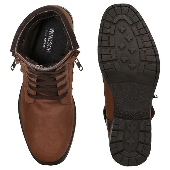 LIBERTYZENO Men's Brown  Lace-Up Casual Boots