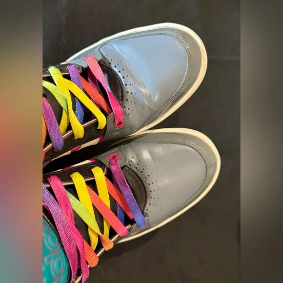 LIKE-NEW Adidas RETRO Court HI TOP Teal PINK