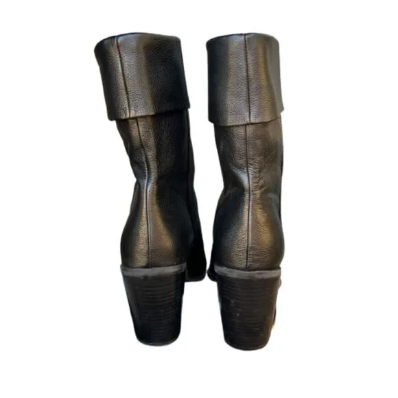 Lisa Vicky Womens Steady Western Black Leather Block Heel Bootie Size 9M