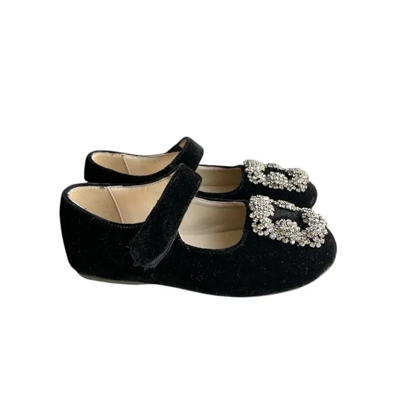 Little Dianna sz 10 Belita Black velvet crystal