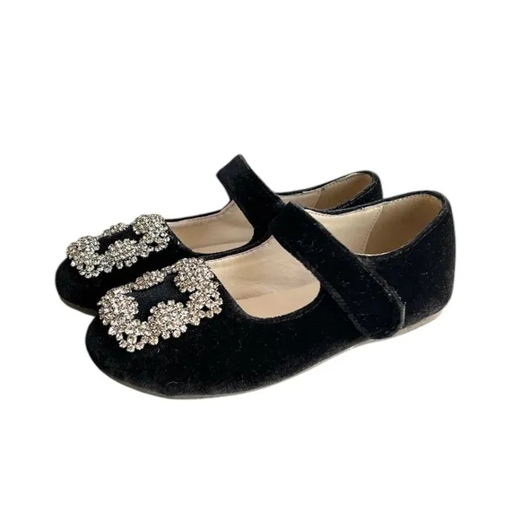 Little Dianna sz 10 Belita Black velvet crystal