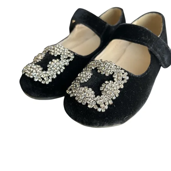 Little Dianna sz 10 Belita Black velvet crystal