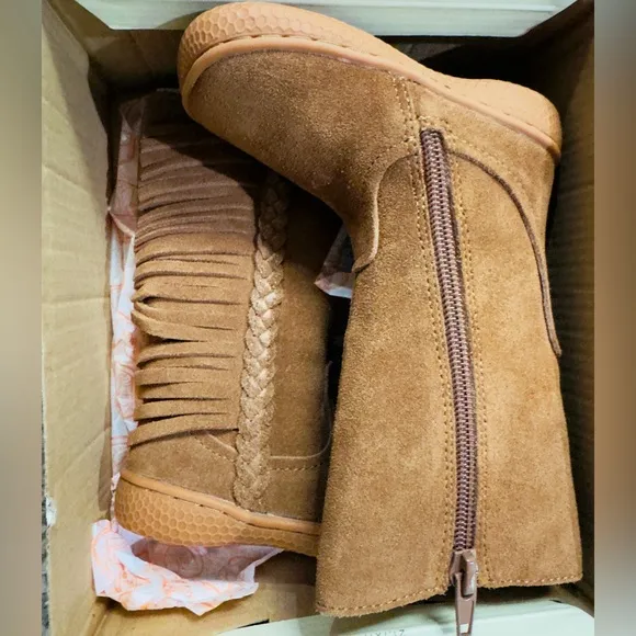 Livie &amp; Luca Baby Girls Sonoma Camel Suede Leather Boots NWB Size 4