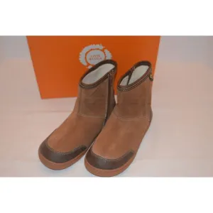 Livie and Luca Size 3 Youth Saddle Tan Suede Leather Boots Boys Girls Unisex