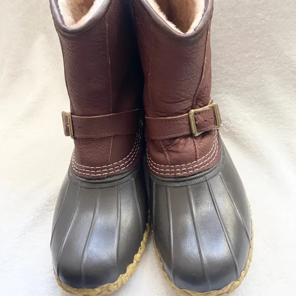 L.L Bean Bean Boots 7&quot; Lounger Limited Edition Buckle Leather Shearling Lined...