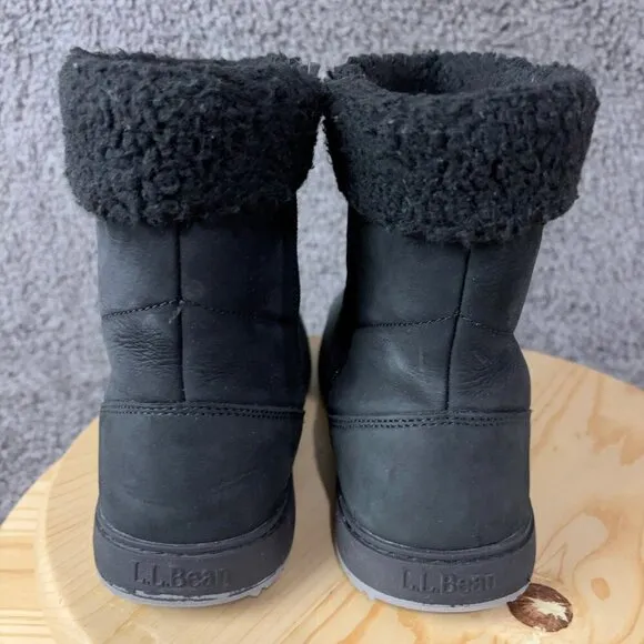 LL Bean Mountainside Leather Boots Women Size 10 Sherpa Lined Insulated 200 Gram