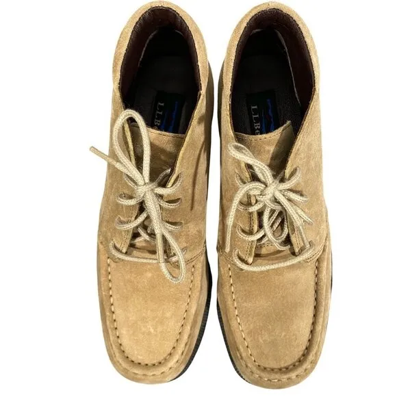 L.L.Bean tan suede leather chukka boots lace up women’s 7M lace up gorpcore