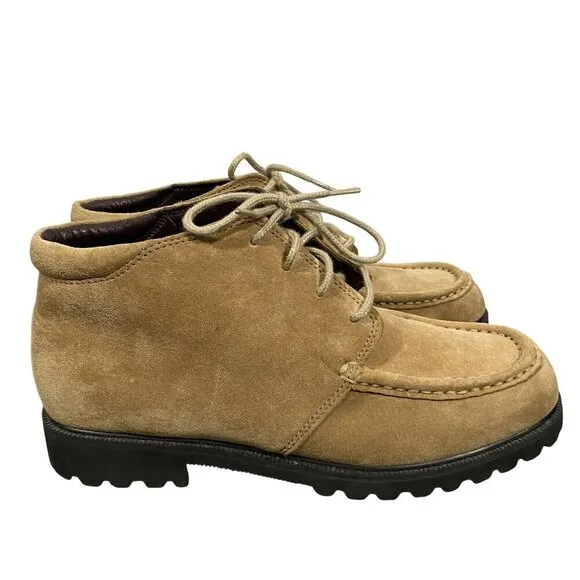 L.L.Bean tan suede leather chukka boots lace up women’s 7M lace up gorpcore