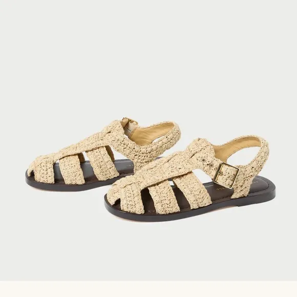 Loeffler Randall Natural Crochet Caged Sandals