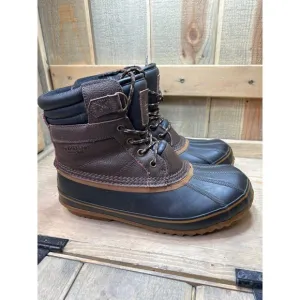 LONDON FOG Asford Duck Boots Mens 8M Brown Black Waterproof Insulated Rain Snow