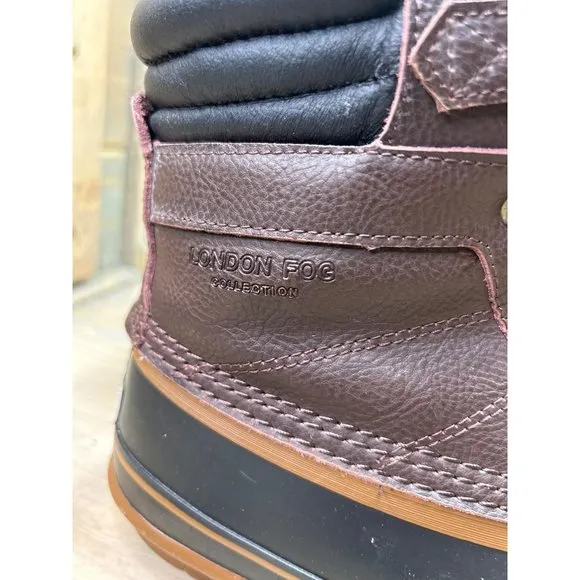 LONDON FOG Asford Duck Boots Mens 8M Brown Black Waterproof Insulated Rain Snow
