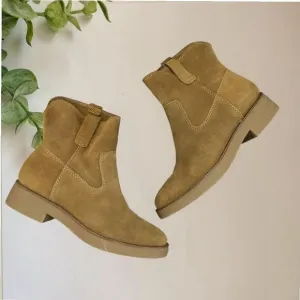 Lucky Brand Brown Tan Suede Leather Ankle Boots Size 6.5 EUC