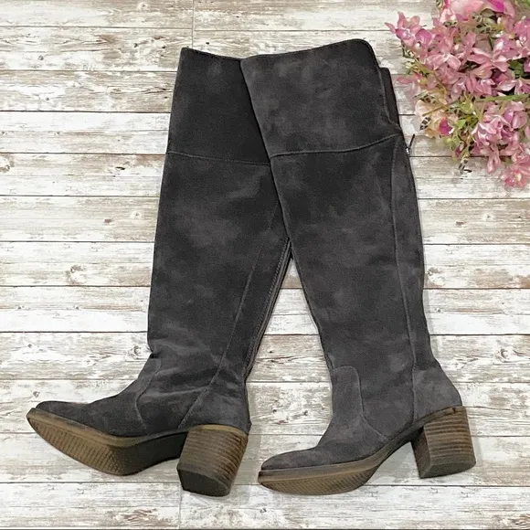 Lucky Brand Gray Suede Rayla Over the Knee OTK Boots 7.5