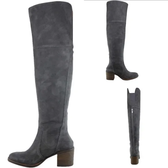 Lucky Brand Gray Suede Rayla Over the Knee OTK Boots 7.5