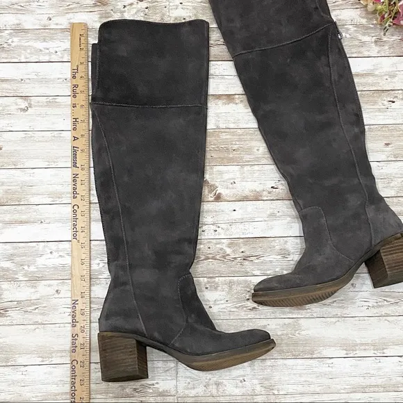 Lucky Brand Gray Suede Rayla Over the Knee OTK Boots 7.5