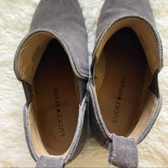 Lucky Brand Pogan Rustic Suede Ankle Booties in Coffee