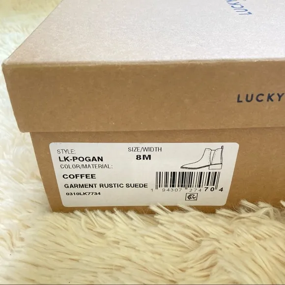 Lucky Brand Pogan Rustic Suede Ankle Booties in Coffee
