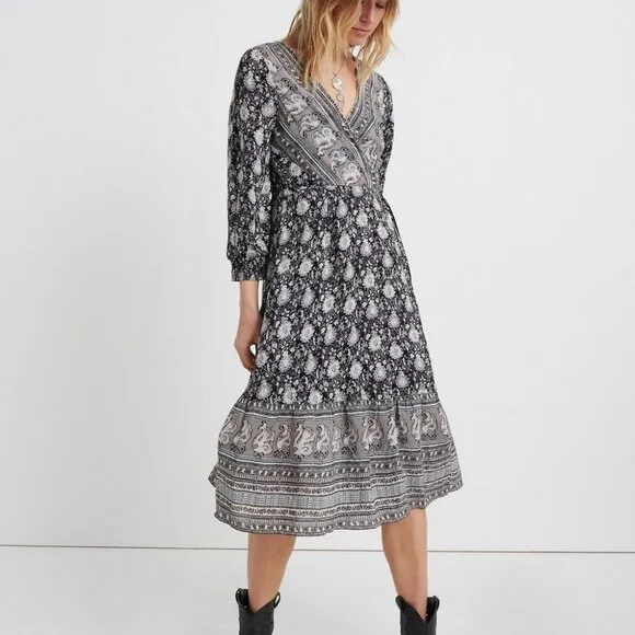 LUCKY BRAND - Wrap Dress - Boho Chic &amp; Flattering Fit | Midi