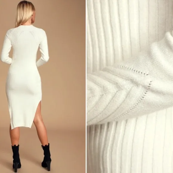 LULU's Chic Sexy  Casual Ribbed Stretch Sweater Midi Dress NWOT