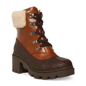 MADDEN GIRL Womens Brown Lug Sole Bubbles Round Toe Block Heel Duck Boots 8 M