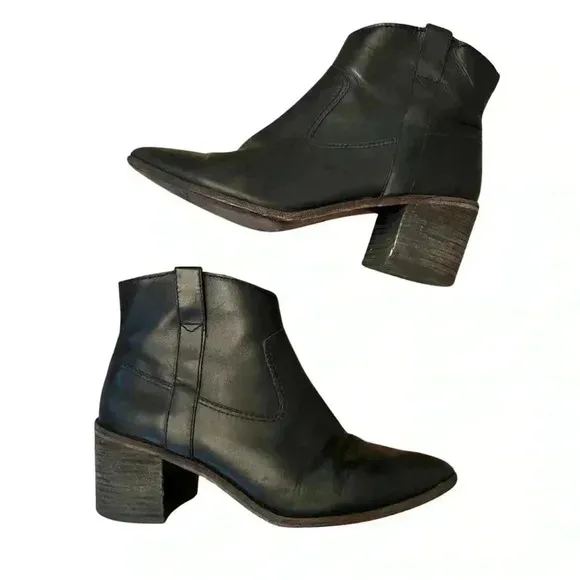 MADEWELL Genuine Leather Black Ankle Boots Size 8