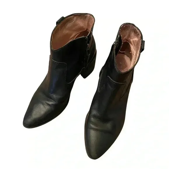 MADEWELL Genuine Leather Black Ankle Boots Size 8
