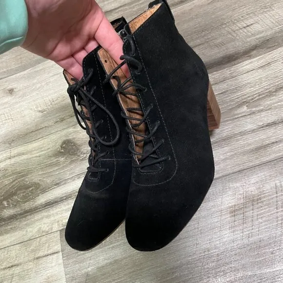 Madewell The Amilia Lace Up Block Stack Heel Boots Black Women’s Size 7