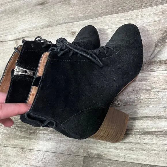 Madewell The Amilia Lace Up Block Stack Heel Boots Black Women’s Size 7