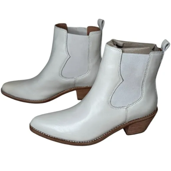 Madewell The Watkin Western Chelsea Ankle Boots 7 M Parchment NWT