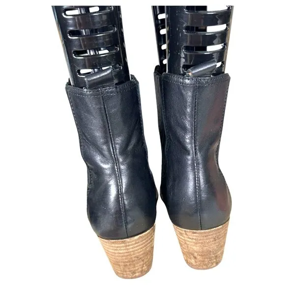 Madewell The Western Ankle Boots Booties Black Leather Pointed Toe Heel Size 10