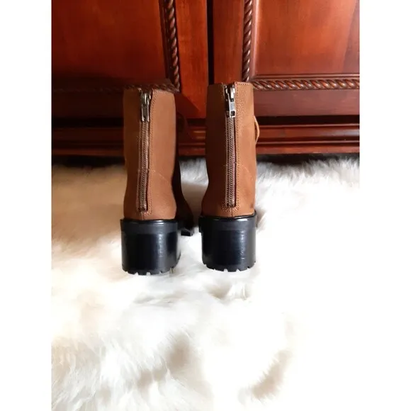 Madewell Women's Size 8.5 The Bradley Lace-Up Lugsole Boot Camel Color