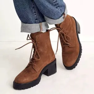 Madewell Women's Size 8.5 The Bradley Lace-Up Lugsole Boot Camel Color