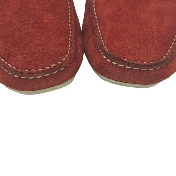 Magnanni Driving Loafers Men's 10.5M Red White Suede Leather Dress Casual Shoes