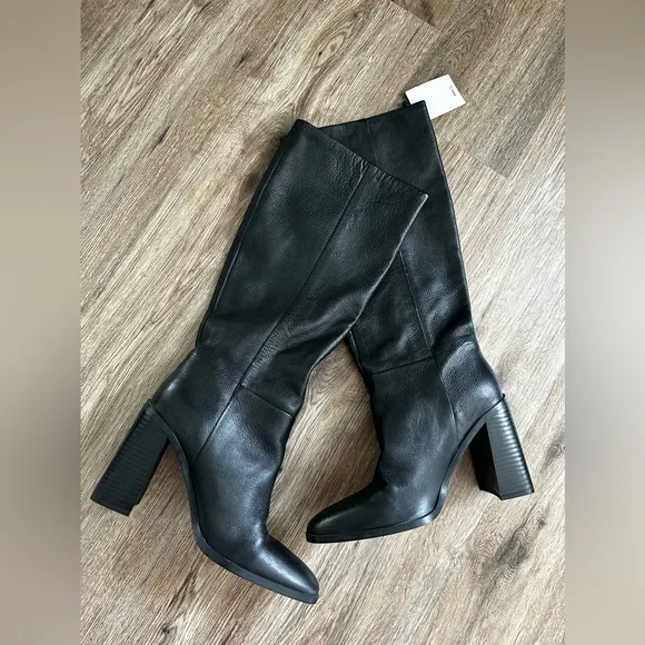 Mango Mer Leather Knee High Boots Size 9.5(40) NEW