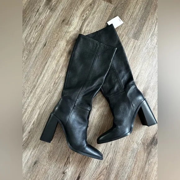 Mango Mer Leather Knee High Boots Size 9.5(40) NEW