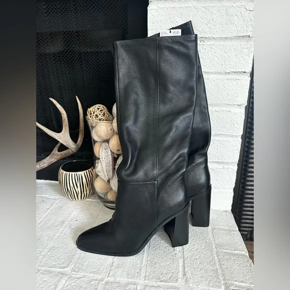 Mango Mer Leather Knee High Boots Size 9.5(40) NEW